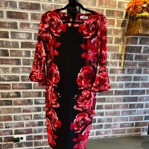 Calvin Klein size 12 black and red floral dress
